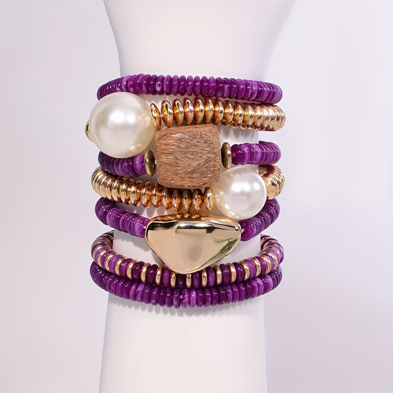 7pcs Bead Stackable Bracelet Set for Women